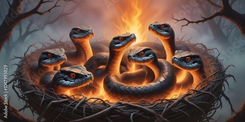 Nest of Fire-breathing Snakes photo