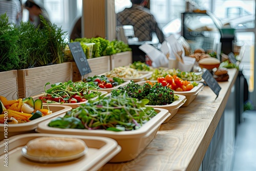 Fresh salad bar with various toppings.