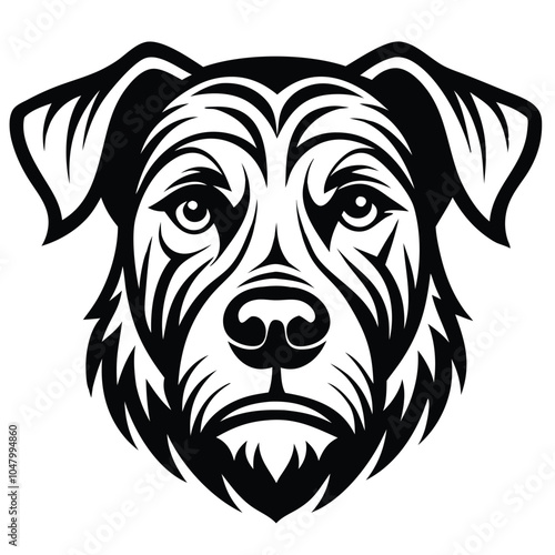 create a dog head silhouette vector with white background