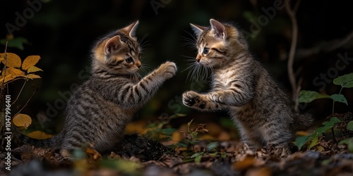 two kittens playing photo