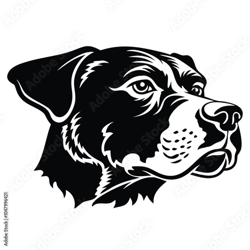 create a dog head silhouette vector with white background