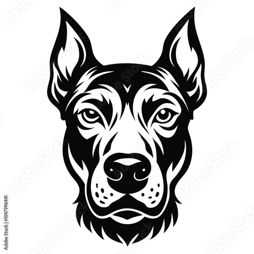 create a dog head silhouette vector with white background