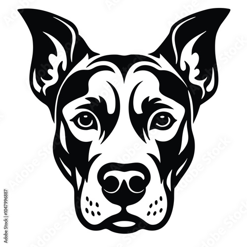 create a dog head silhouette vector with white background