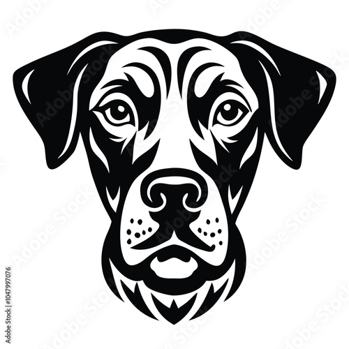 create a dog head silhouette vector with white background