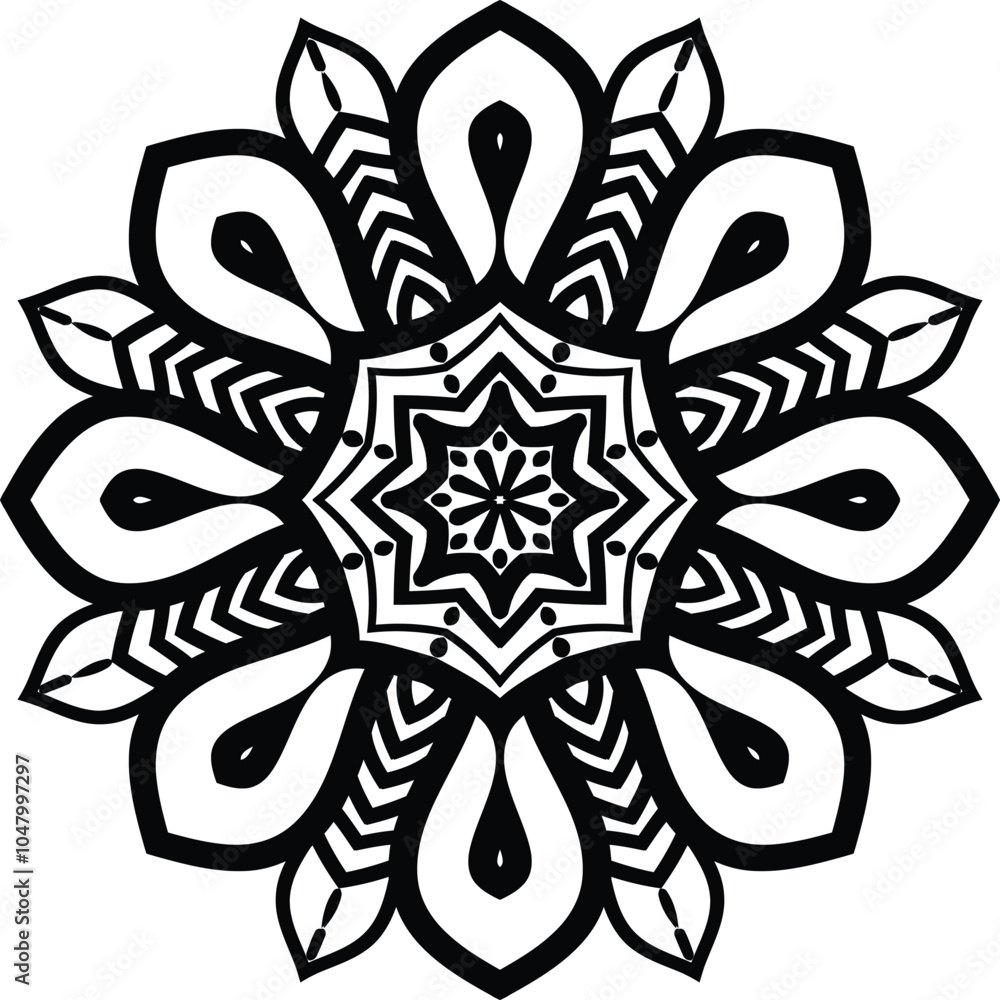 Mandala Flower of Life Circular Pattern in Form of Mandala With Flower for Henna, Mehndi, Tattoo, Decoration Decorative Ornament in Ethnic Oriental Style.