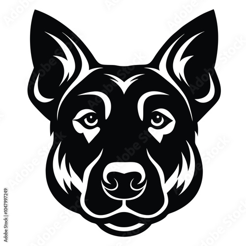 create a dog head silhouette vector with white background