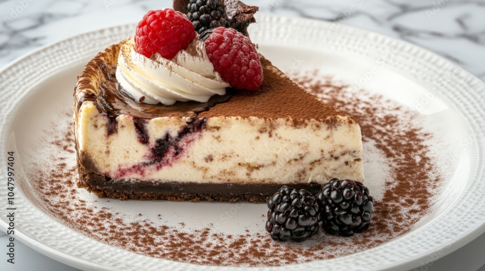 Decadent Cheesecake with Whipped Cream and Berries Decadent Cheesecake with Whipped Cream and Berries