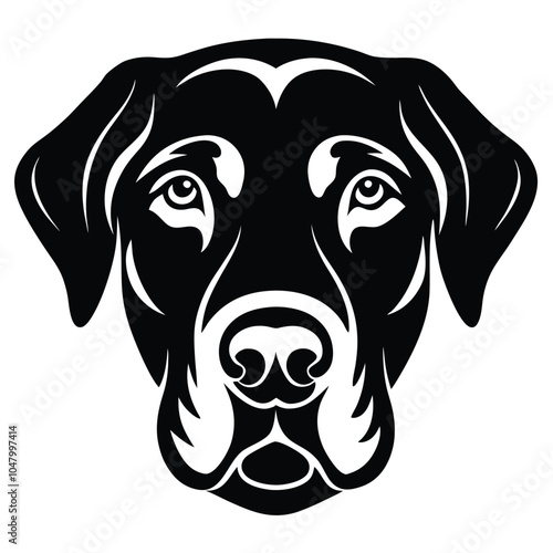 create a dog head silhouette vector with white background