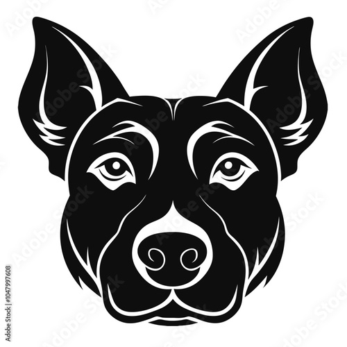 create a dog head silhouette vector with white background