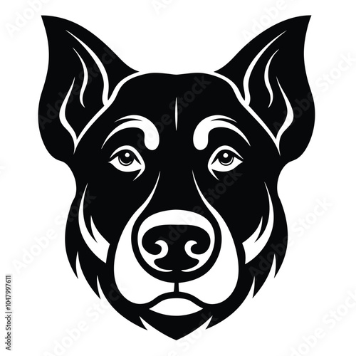 create a dog head silhouette vector with white background