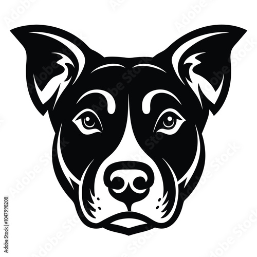 create a dog head silhouette vector with white background