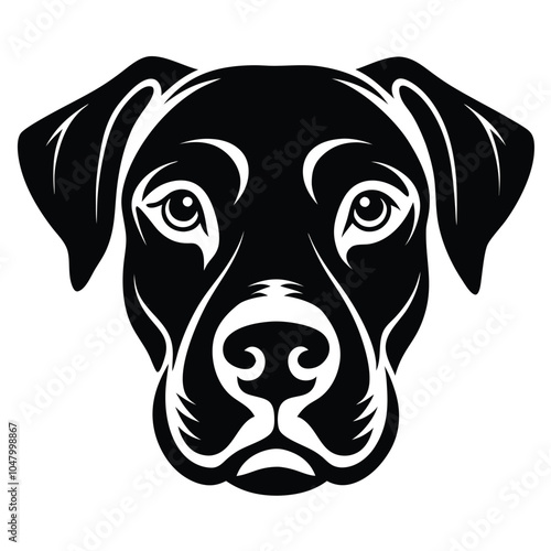create a dog head silhouette vector with white background