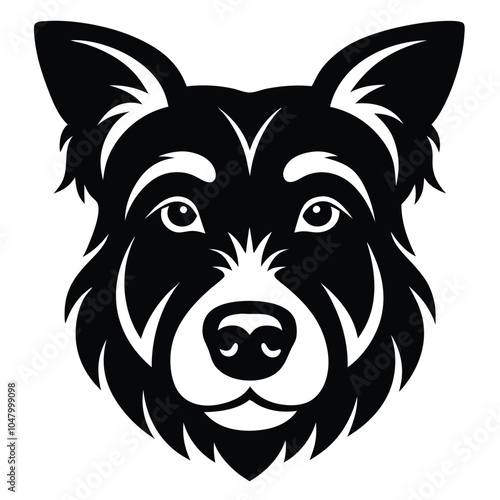 create a dog head silhouette vector with white background