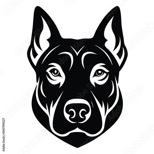 create a dog head silhouette vector with white background