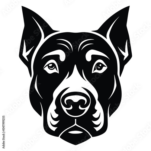 create a dog head silhouette vector with white background
