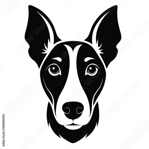 create a dog head silhouette vector with white background