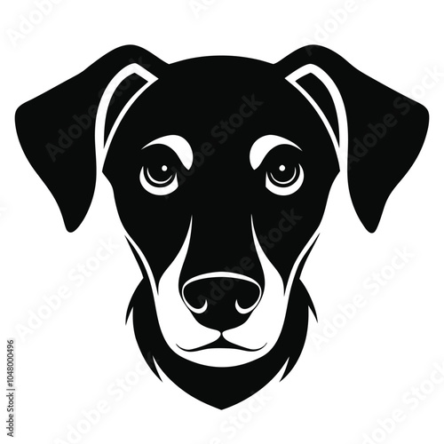 create a dog head silhouette vector with white background