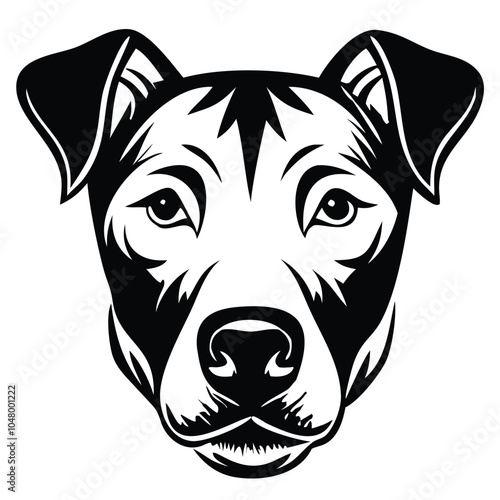 create a dog head silhouette vector with white background