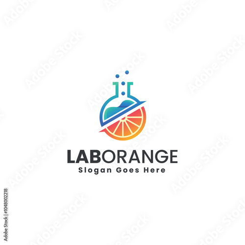 Vector Logo Illustration Lab Orange Gradient Colorful Style