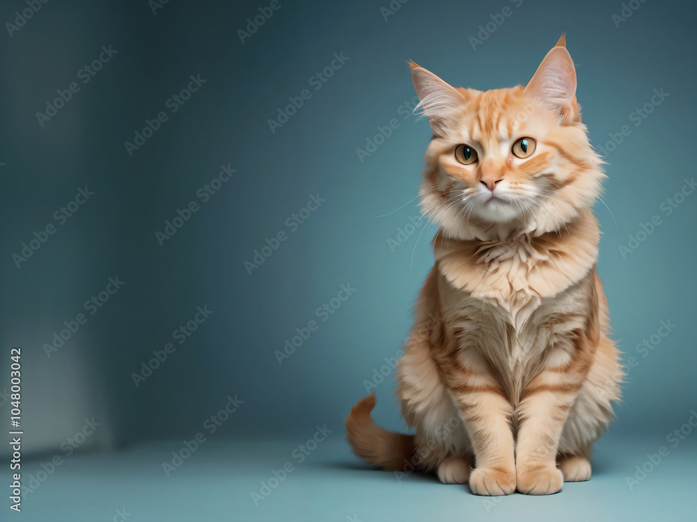 A cat sits against a plain background A cat sits against a plain background