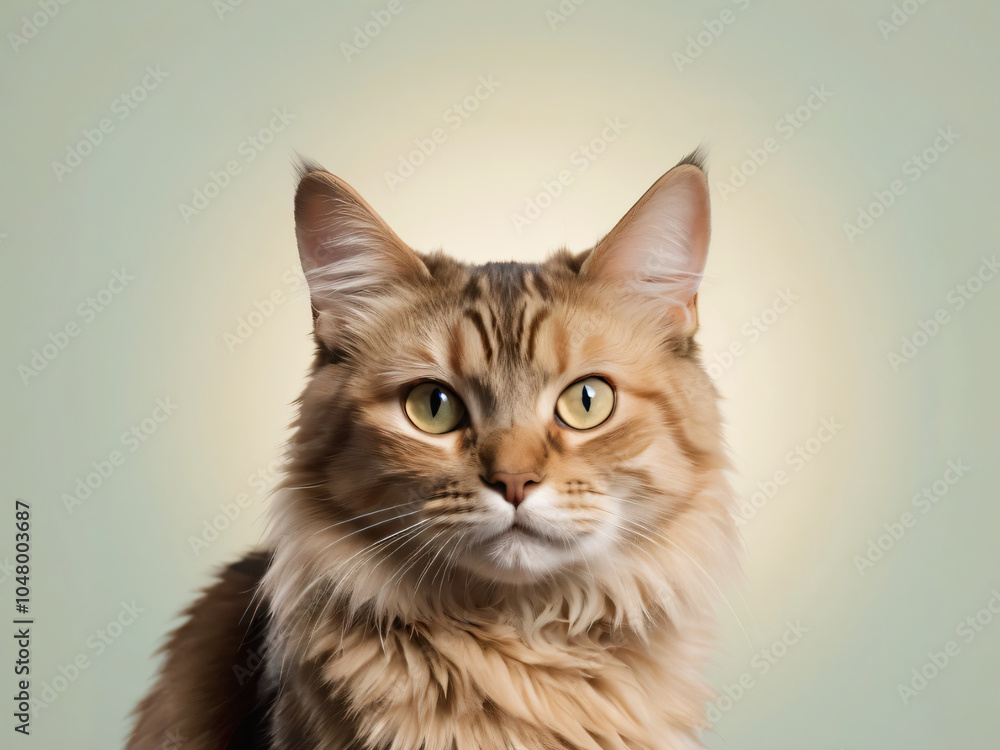 Obraz premium A cat sits against a plain background