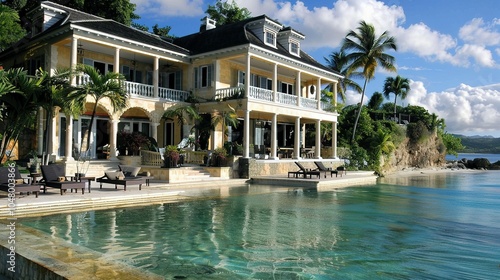 Wallpaper Mural Tropical Retreat: Oceanfront Residence with Pool and Private Access to Crystal Waters Torontodigital.ca