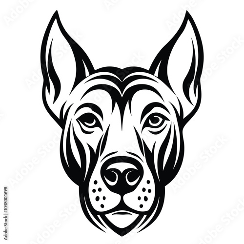 create a dog head silhouette vector with white background
