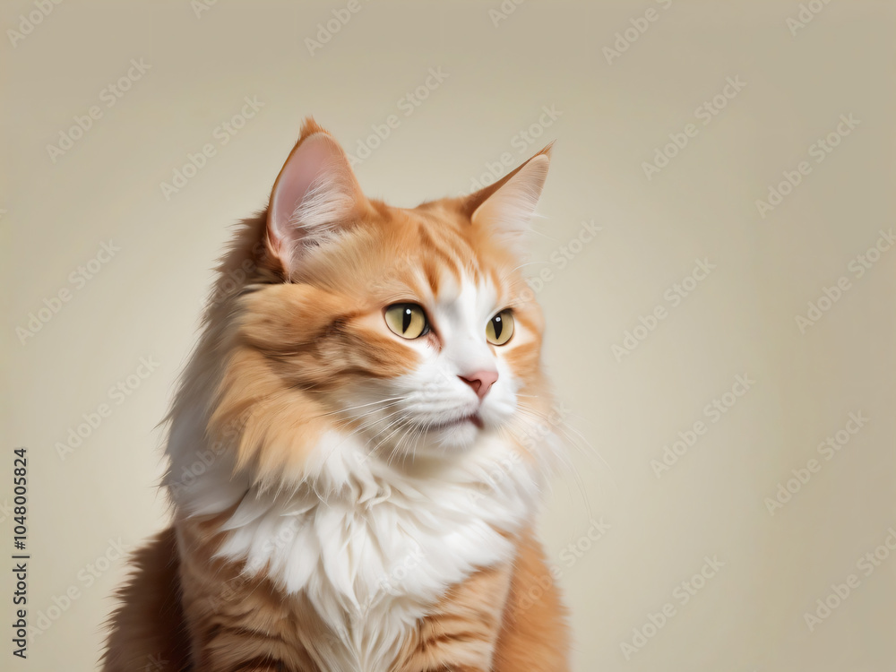 A cat sits against a plain background A cat sits against a plain background