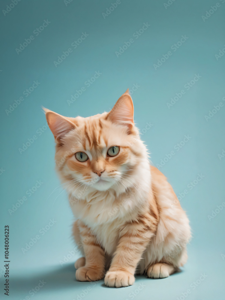 Obraz premium A cat sits against a plain background
