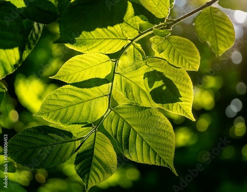 Lush Green Foliage with Soft Sunlight