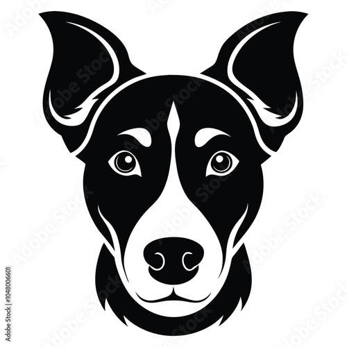 create a dog head silhouette vector with white background