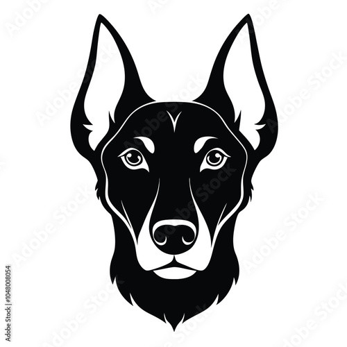 create a dog head silhouette vector with white background