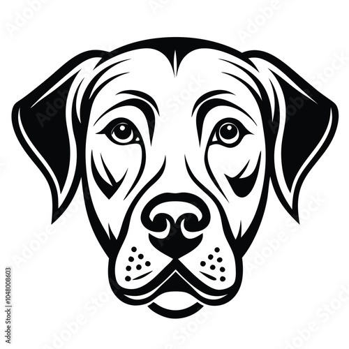 create a dog head silhouette vector with white background