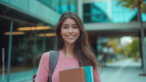 portrait of a young female student with books 