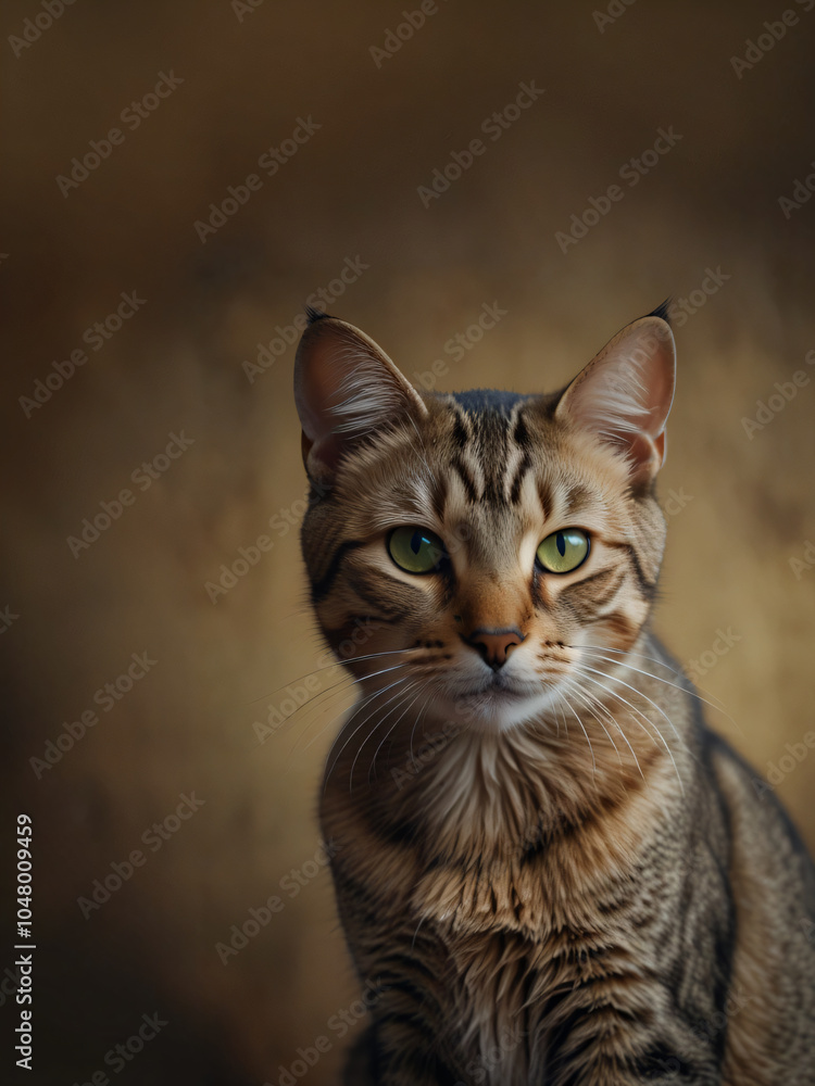 Obraz premium A cat sits against a plain background
