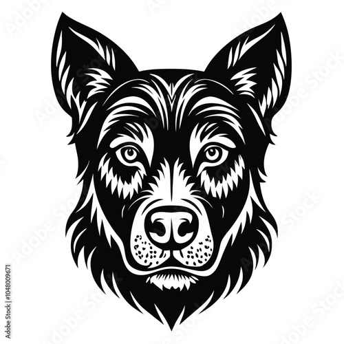 create a dog head silhouette vector with white background