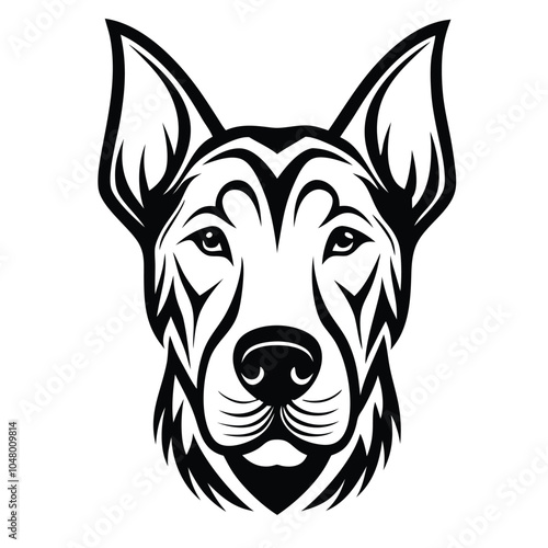 create a dog head silhouette vector with white background