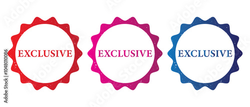 Exclusive Stamp Icon vector. exclusive stamp Sticker text Isolated on White Background. exclusive badge on vector illustration.