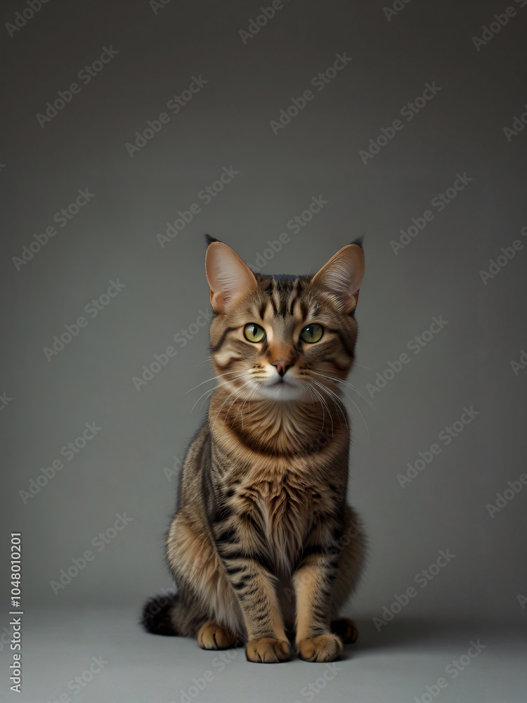 Obraz premium A cat sits against a plain background