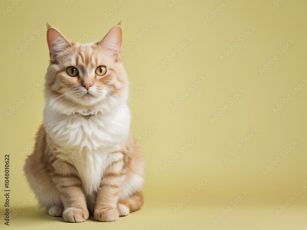 Obraz premium A cat sits against a plain background