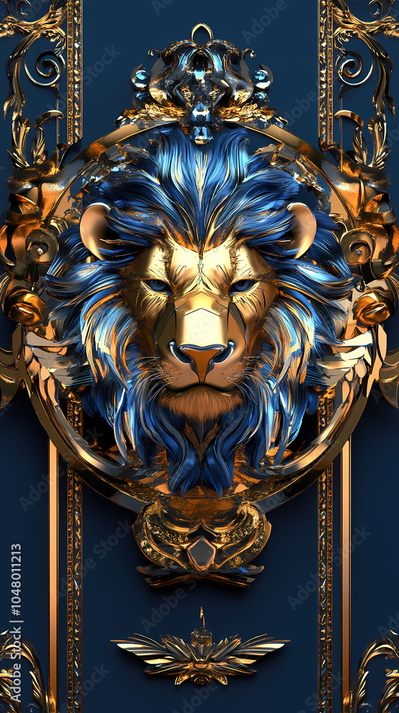 A bold lion symbol representing the Leo zodiac, with a golden mane and fierce expression, embodying strength, courage, and loyalty under the summer sun. A bold lion symbol representing the Leo zodiac, with a golden mane and fierce expression, embodying strength, courage, and loyalty under the summer sun.