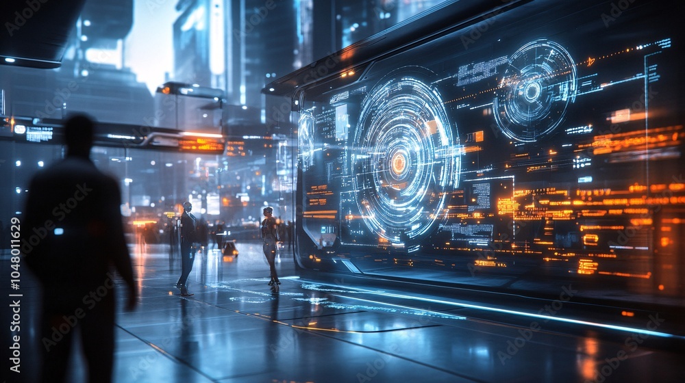 Futuristic City with Visual Technology Displays Futuristic City with Visual Technology Displays