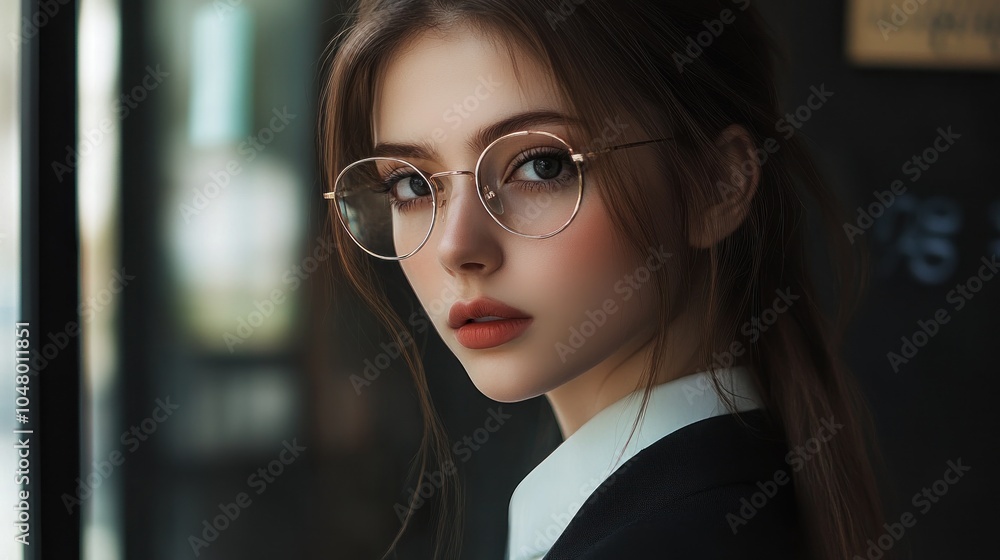 Portrait of a Young Woman with Glasses
