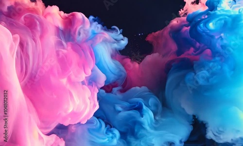 Wallpaper Mural A vibrant swirl of pink and blue smoke against a dark background, creating an abstract effect. Torontodigital.ca