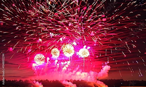 Wallpaper Mural Colorful fireworks display lighting up the night sky in vibrant patterns. Torontodigital.ca