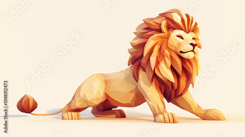 A bold lion symbol representing the Leo zodiac, with a golden mane and fierce expression, embodying strength, courage, and loyalty under the summer sun. photo