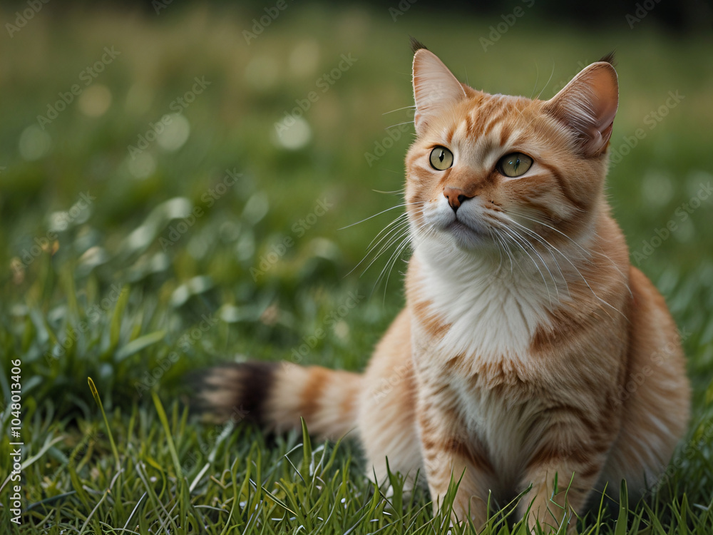 A cat sits against a plain background A cat sits against a plain background