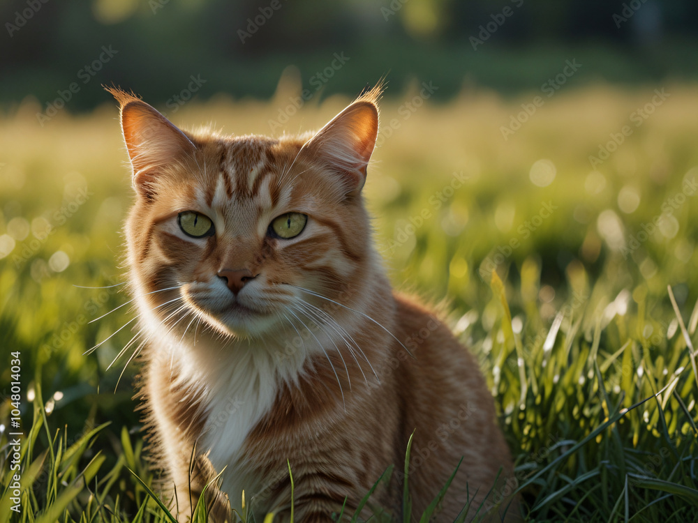 Obraz premium A cat sits against a plain background