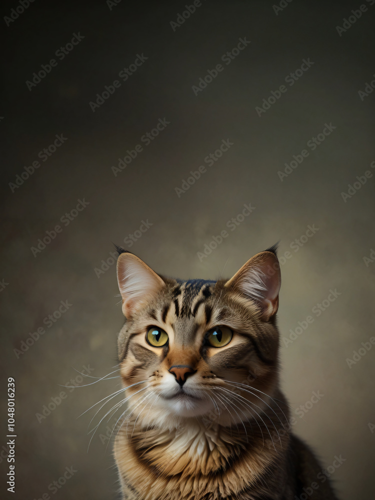 Obraz premium A cat sits against a plain background
