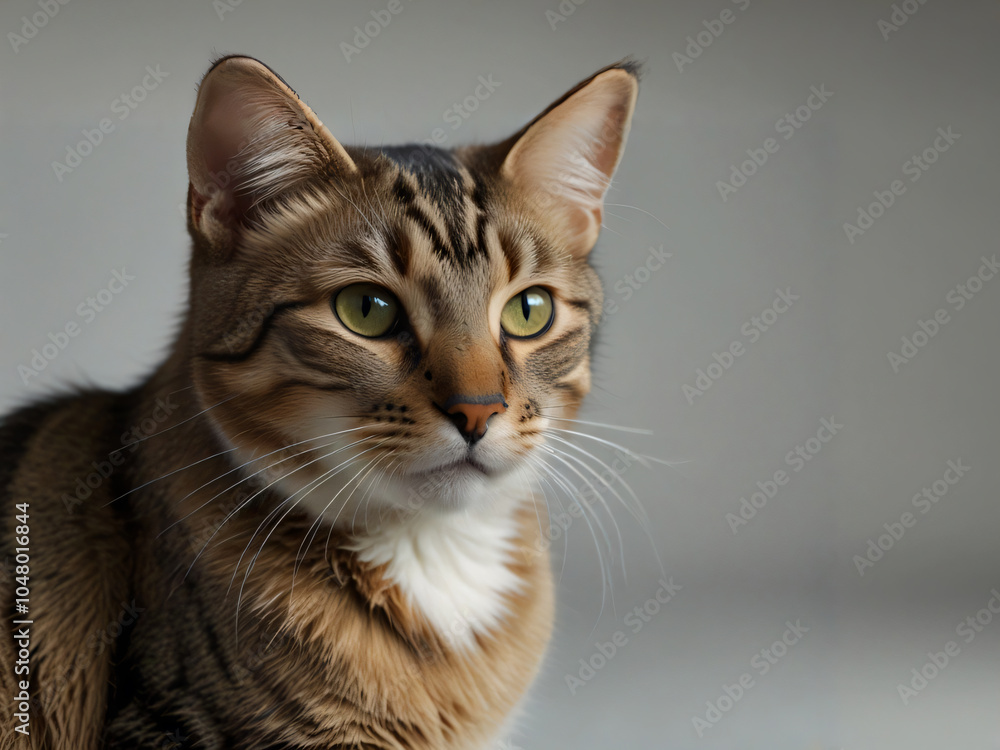 Obraz premium A cat sits against a plain background